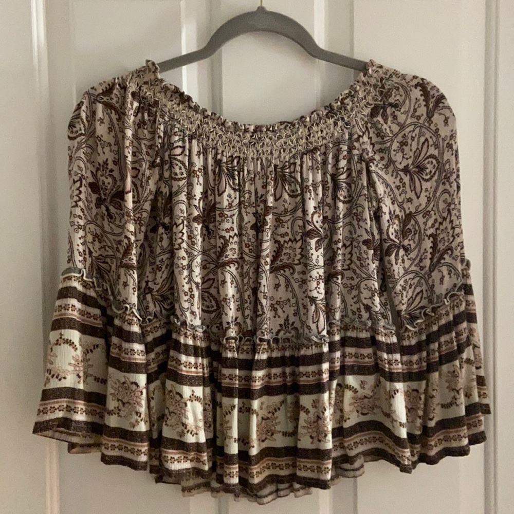 AEO flowy floral off-the-shoulder blouse